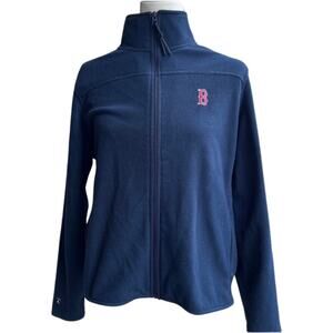 Boston Red Sox Navy Blue Fleece Jacket Full Zip Embroidered B Size L Antigua